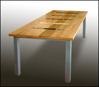 tafel eiken blad, rvs onderstel